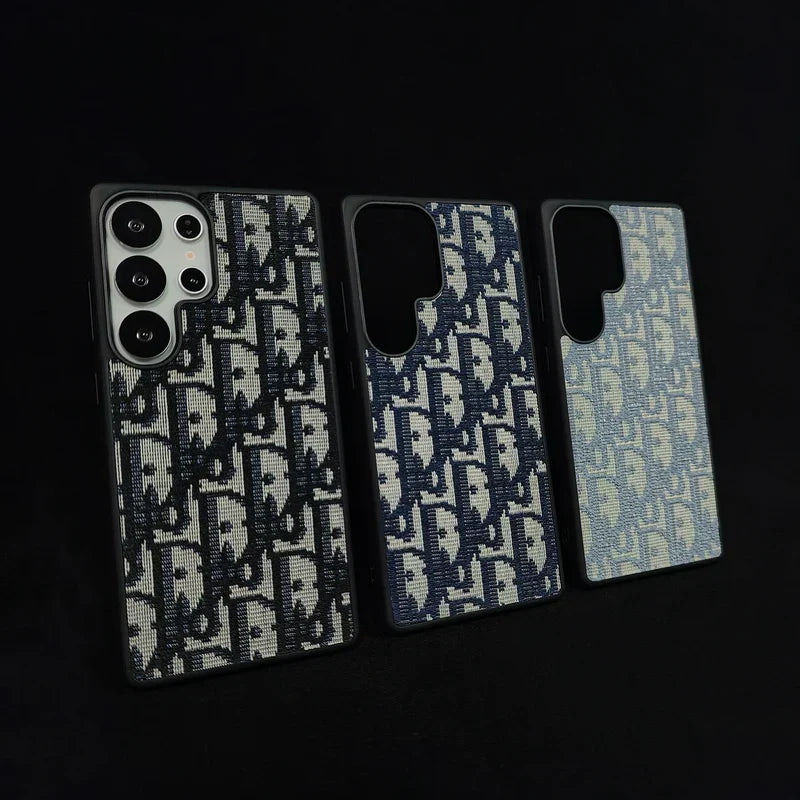 Dior-Inspired Oblique Jacquard Case for Samsung Galaxy S21-S26 Series