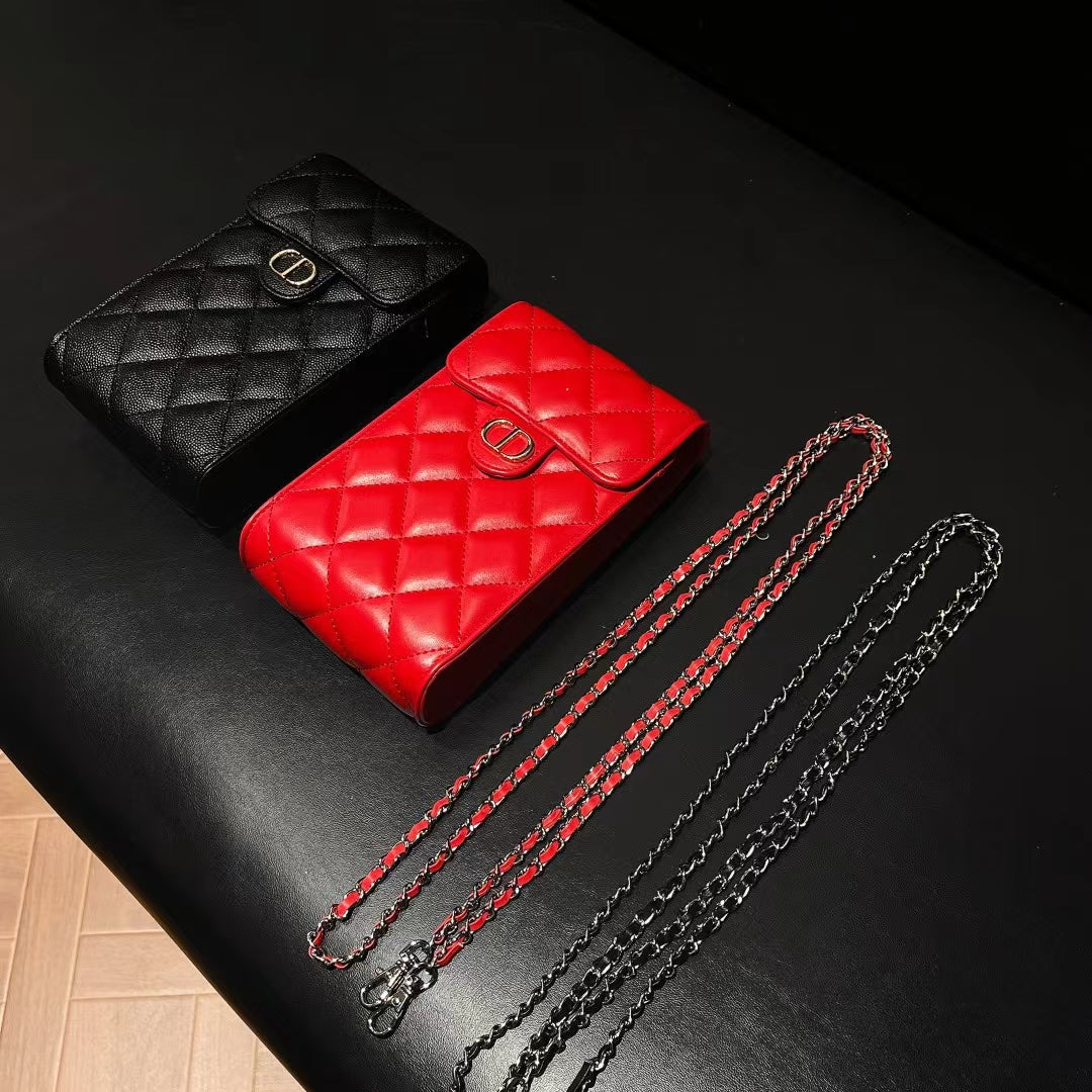 Luxury CD Genuine Leather Crossbody Phone Bag Elegant Tote Bag