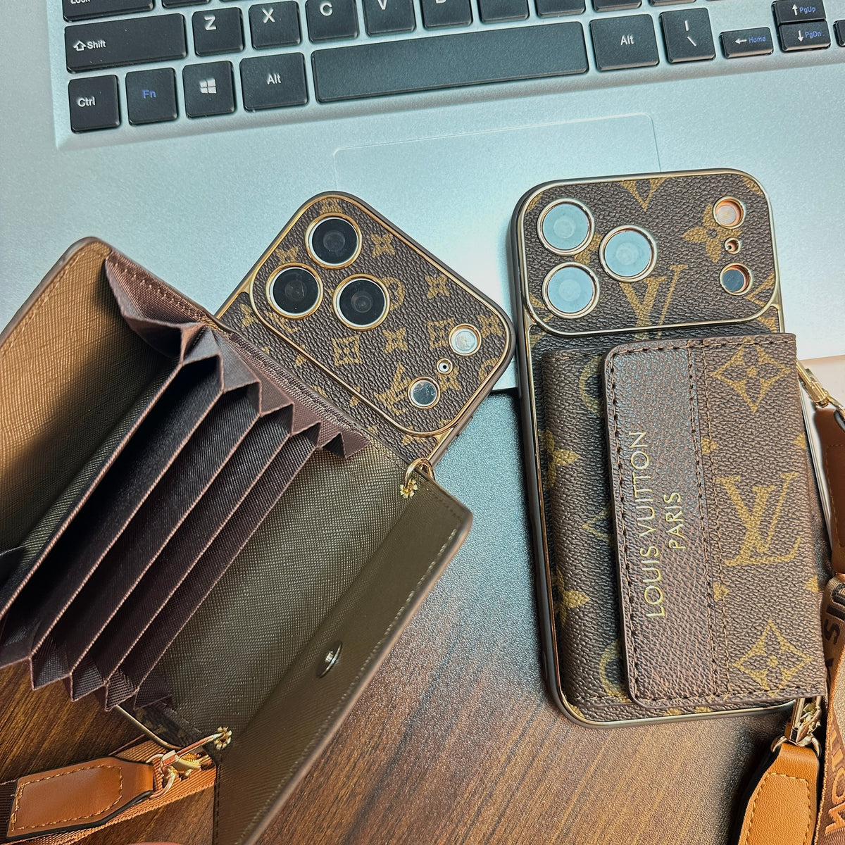 Luxury Lv Leather Phone Case with Wallet for iPhone 13-18 Pro & Pro Max