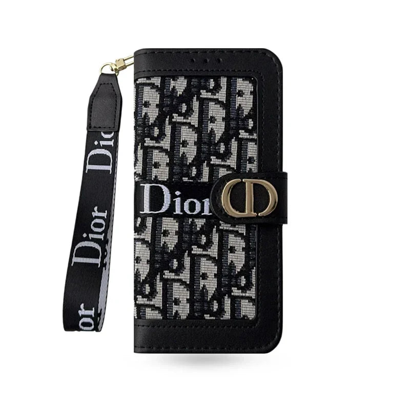 Dior iPhone Case With Card Holder And Wrist Strap For iPhone 12-18 Pro & Pro Max