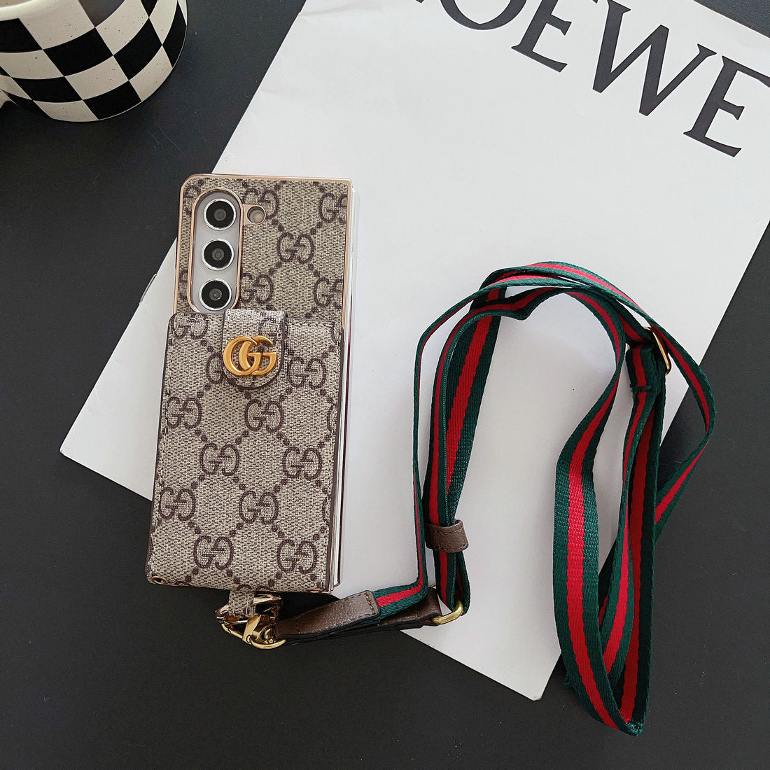 Luxury Inspired Wallet Case with Long Lanyard for Samsung Galaxy Z Fold 3-7