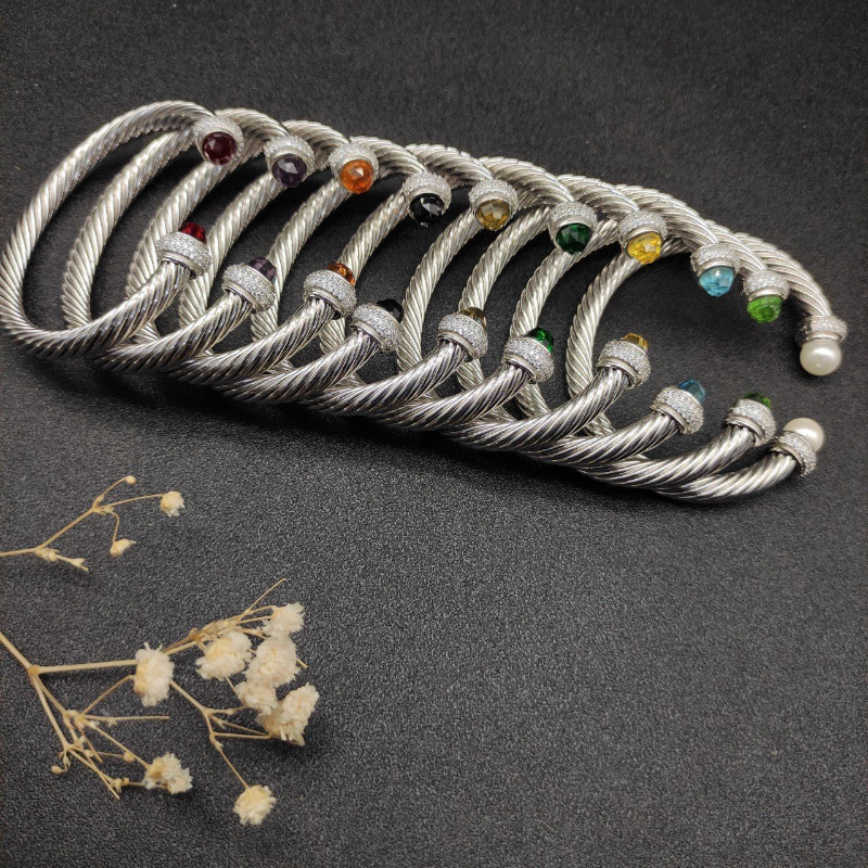 DVB1 David 7MM Twisted Open Bangle Bracelet Trendy European American Hand Jewelry No Packaging