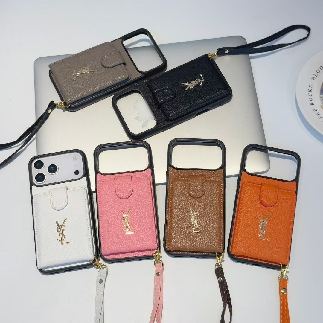 Premium YSL Case Card Holder For iPhone 12-18 Pro & Pro Max