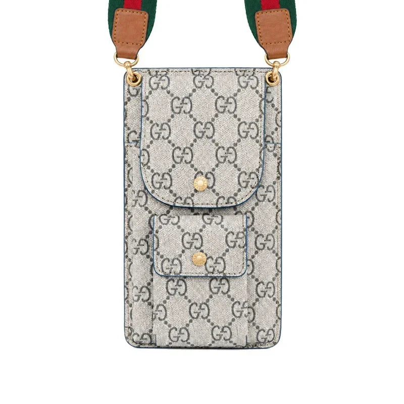 Luxury Gucci Monogram Multi-Pocket Crossbody Phone Bag