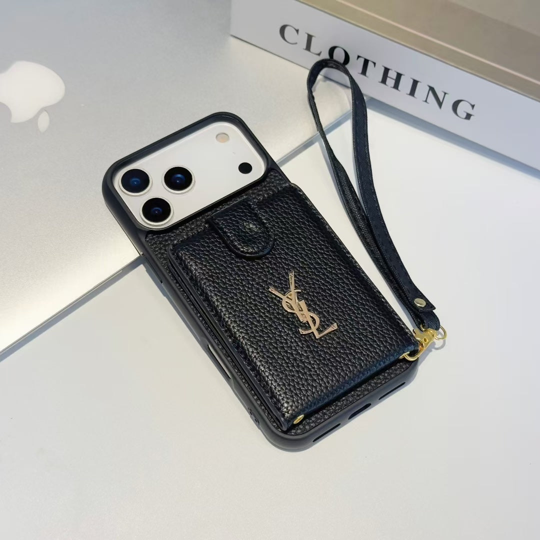 Premium YSL Case Card Holder For iPhone 12-18 Pro & Pro Max