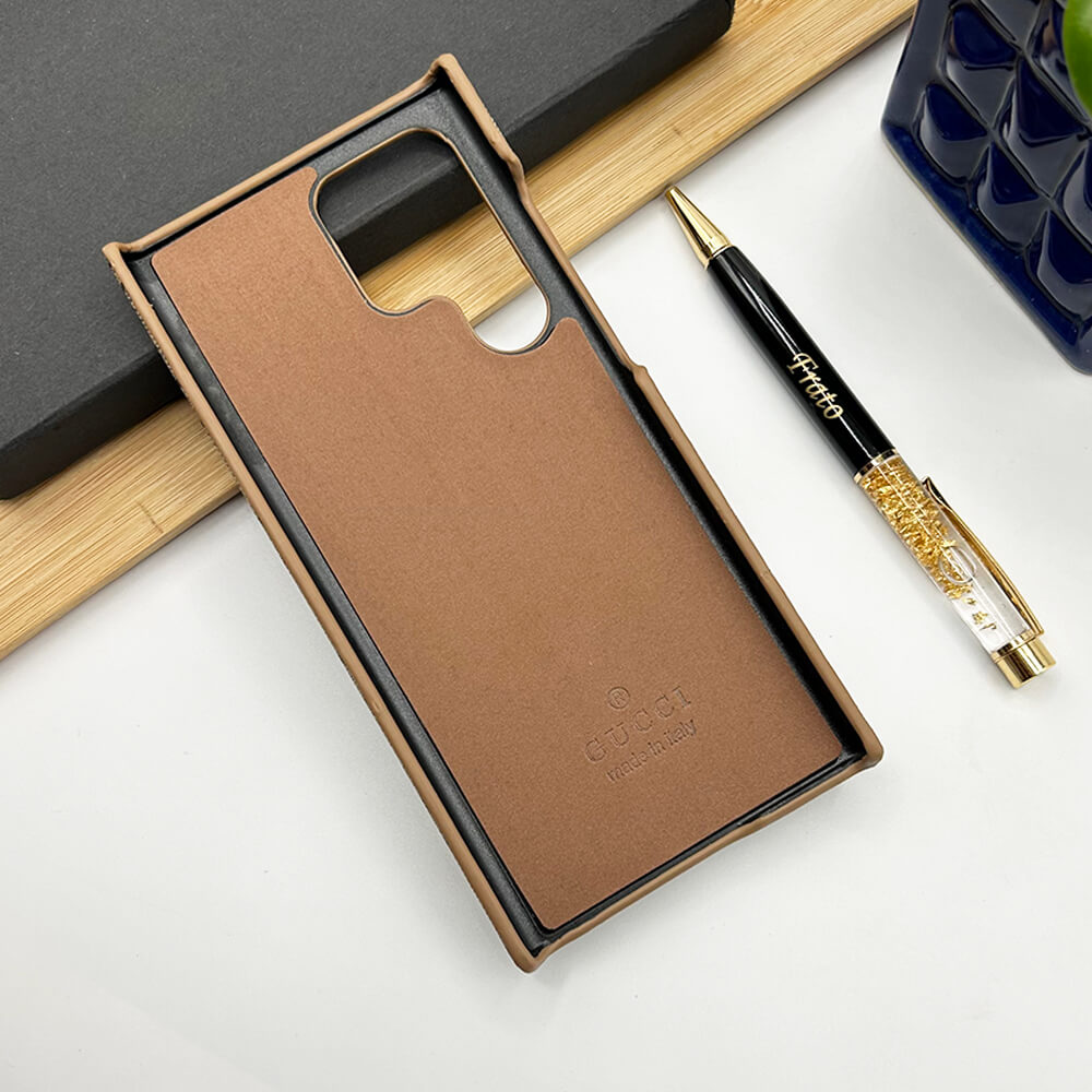 Luxury GG Case with Leather Card Pocket for Samsung Galaxy S22-S26 Series
