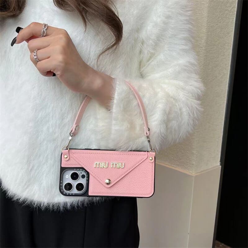 Leather wrist strap Miu Miu Apple iPhone drop protection cases