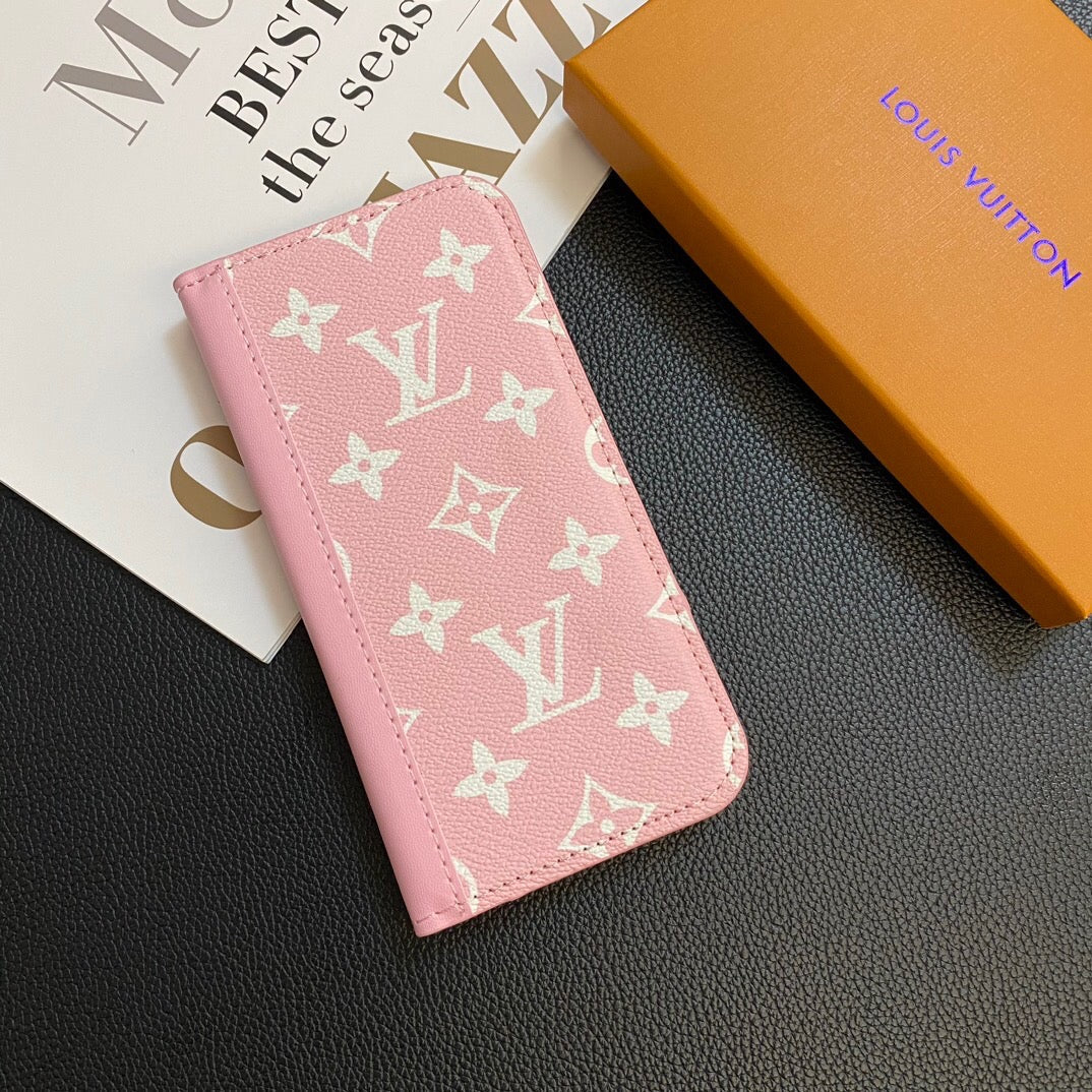 Monogram Leather Card Cover Wallet Case for Samsung Galaxy S22-S26 Series