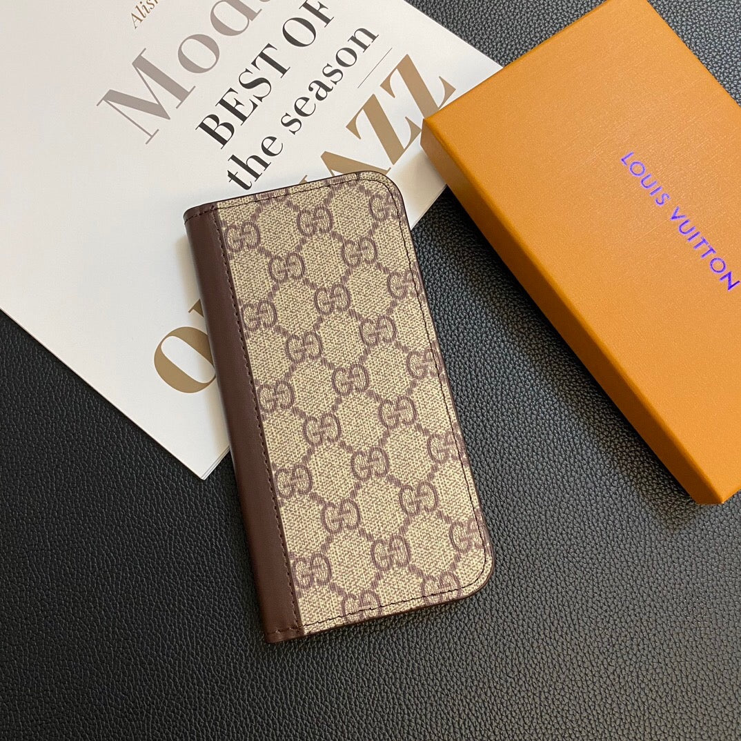 Monogram Leather Card Cover Wallet Case for Samsung Galaxy S22-S26 Series