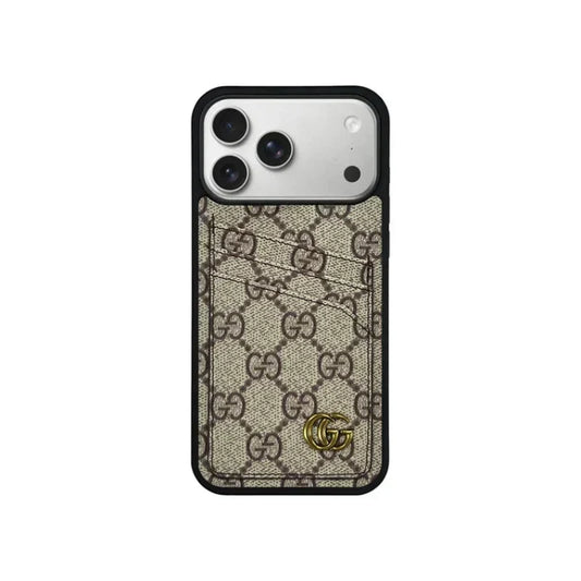 GG Classic Luxury Card Bag Case for iPhone 12-18 Pro & Pro Max