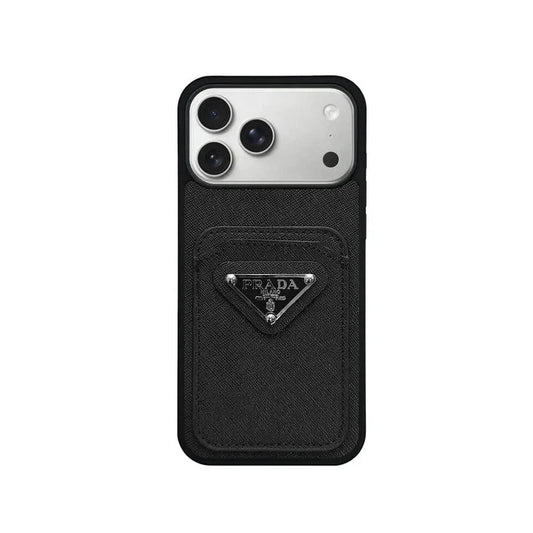 Luxury Saffiano Leather Case with Card Pocket for iPhone 12-18 Pro & Pro Max