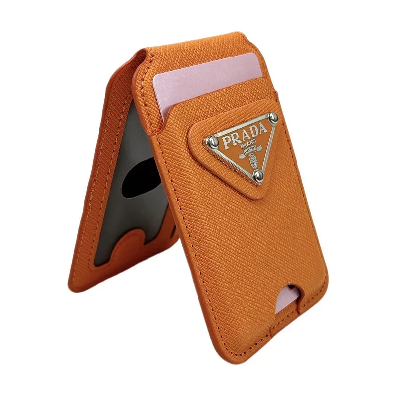 Magnetic Leather Wallet Stand with Card Slot for MagSafe