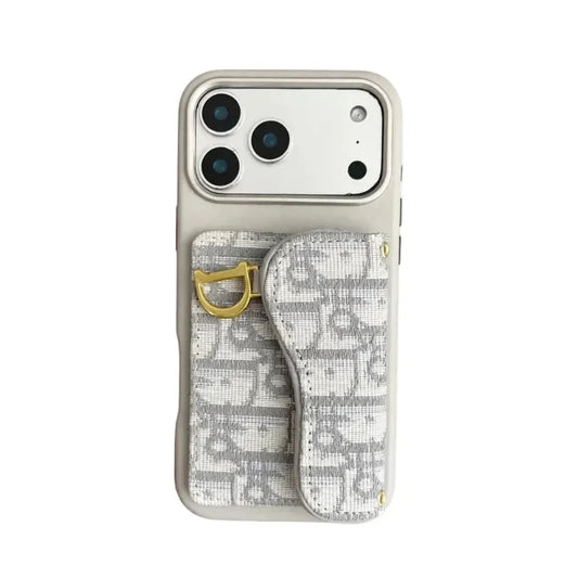 Dior Leather Phone Case with Card Holder for iPhone 13-18 Pro & Pro Max