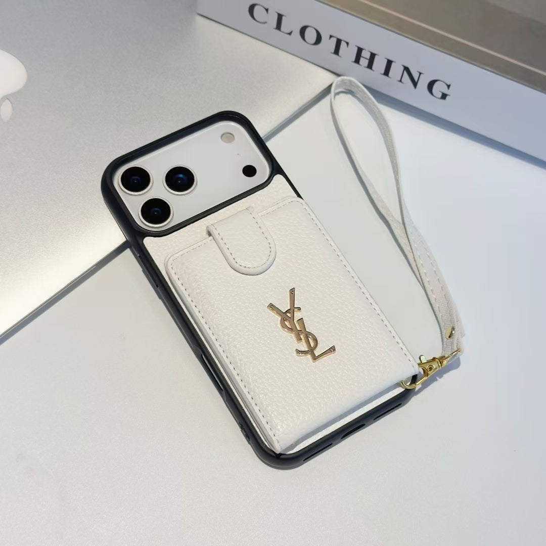 Premium YSL Case Card Holder For iPhone 12-18 Pro & Pro Max