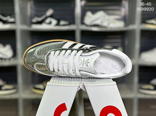 Silver Samba Sneakers | Designer Shoes